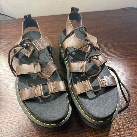 Dr. Martens Nartilla Brown Leather Platform Sandals - Picture 2 of 4